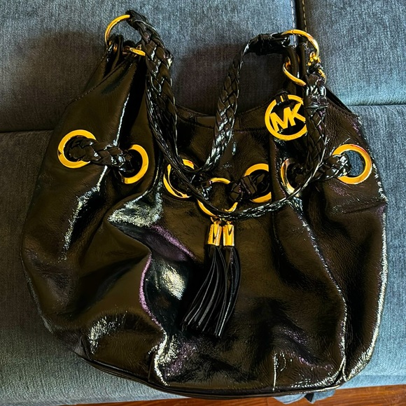 Like New - Michael Kors black patent leather hobo bag. - Picture 1 of 5